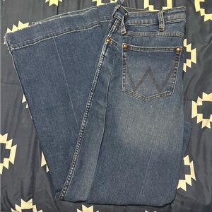 Dark Wash Wrangler Trousers.